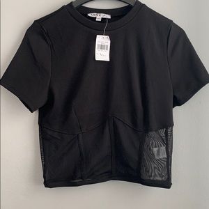 Black crop top/with mesh bottom